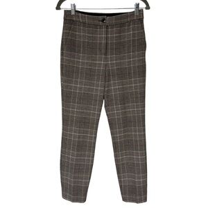 {Express} "Ankle High Rise in Plaid" Slim Tailored Dress Pants Slacks Trousers